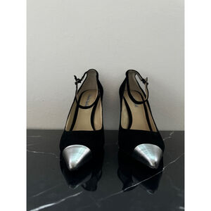 Charles David Suede “Metal” Cap Toe Pumps